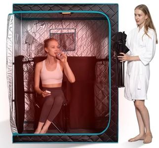 Smartmak Full Size Far Infrared Sauna, Two Person Home SPA with Time & Temperature Remote, Chairs, Light, 1 or 2 Person Privacy Indoor Saunas for Relaxation Detox,Greyborder
