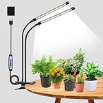 Wolezek Grow Lights for Indoor Plants, Full Spectrum LED Plant Light, 6000K/3000K/660nm 2-Head Growing Lamp with Clip, Auto ON & Off Timer 6/12/16H, 3 Modes, 5-Level Dimmable, Use for Indoor Growth