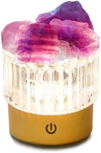 MYDAYS&DESIGN Purple Fluorite Lamp Natural Crystal Lamp, LED Light Dimmer with 3 Levels Cordless, Rocks Lamp Night Light Rechargeable for Room Home Decor Relaxation Ambiance (Purple)
