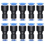 ERGAOBOY 10 Pcs 10mm OD x 8mm OD Straight Reducing Push to Connect Fittings,Pneumatic Union Pipe Tube Reducer Fitting