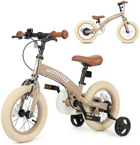 Qplay Miniby 3-in-1 Kids Bike, 12 14 Inch Toddler & Children Bicycle for Boys Girls Ages 2–6, Removable Pedals, Training Wheels, Adjustable Handlebar & Seat, Dual Brakes(14inch-Nude Pink)
