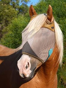 Fly Masks for Horses Without Ears – Non-Heat Transferring Mesh – 70% Uv Protection Breathable Fly Mask for Equines – Gentle to Eyes and Forehead – Full Size Horse – Horse Fly Mask