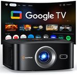 1500 ANSI Official Licensed Google TV Outdoor Projector, HAPPRUN 4K Full HD Smart Projector, Built-in Apps, Auto Focus, Dolby Sound, Movie Projecteur for Outdoor/Home Cinema, Black