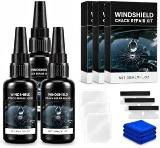 Windshield Crack Repair Kit, 2026 New Upgrate Windshield Repair Kit for Chips and Cracks with 30ml Glass Repair Liquid 1 Towel 1 Blade 5 Curing Films, Cracks Gone Glass Repair Kit (3 Black)