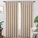 DriftAway Pinch Pleat Linen Textured Semi Sheer Solid Farmhouse and Modern Rustic Curtains 2 Panels 50 inches Wide by 102 Inches Long for Living Room Bedroom Back Tabs Beige