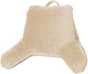 Clara Clark Reading Pillow for Kids, Back Pillow for Sitting in Bed - Shredded Memory Foam Reading & Bed Rest Pillow with Arms and Pockets - Bed Pillows for Sitting Up in Bed - Petite, Cream