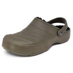 Nautica Men's Clogs - Athletic Sports Sandal - Slip-On with Adjustable Back Strap - (Water Shoes/Fuzzy Slippers) River Edge, Olive Black Cozy, 13