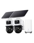 eufy Security eufyCam S4 2-Cam Kit, Solar Security Camera Wireless Outdoor, Triple Lens Bullet-PTZ Cam, 4K UHD, 360° pan Coverage, Auto Track, 8× Hybrid Zoom, Color Night Vision, Expandable Storage