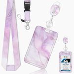 ID Badge Holder,Lanyards for Cruise Ship Cards,with Retractable Badge Holder and Detachable Lanyard,for ID Badges and Keys,Nurse Teacher Office Gifts(Marble Pink)