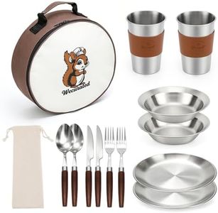 WECURATED Camping Mess Kit, Stainless Steel Stylish Set of 2