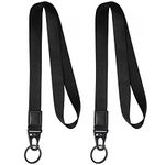 Vicloon Lanyard Neck Strap, 2pcs Badge Lanyards, Neck Leather Lanyard Polyester Neck Strap with Olecranon Buckle Detachable Lanyards for ID Badge Holder Keys Phone (Black)