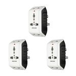 ANCHOR 6A 3 Pin Multi Plug Socket Travel Adapter with Universal Socket, 3 Pin Multi Plug Extension Socket (White - PK3)