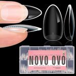 NOVO OVO Extra Thick Almond Nail Tips Press on Natural Curve, Medium Soak Off Soft Gel Fake Nail Extension, Full Cover Matte Cuticle False Nails for Acrylic French, Salon DIY x 14 Sizes 336 pcs