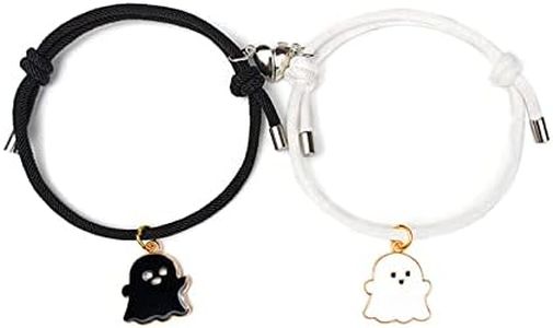 2Pcs Love Heart Couple Matching Bracelet Set Adjustable Braide Rope Halloween Mummy Ghost Pumpkin Hat Wizard Bracelet for Women Men Lover Friend Friendship Jewelry, 14 Cm, nylon string, alloy