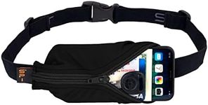 SPIbelt Running Belt, No-Bounce Waist Pack for Runners, iPhone 6 7 8-Plus X, Made in USA for Men and Women, Workout Fanny Pack, Adjustable One Size, Expandable Pouch, Large Pocket, Fits Large Phones (Black with Black Zipper, 25" through 47")