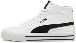 PUMA Men's Court Classic Vulc Mid Sneaker, White/Black, 8