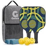 Gonex Pickleball Paddles, USAPA Graphite Pickleball Set, Carbon Fiber Pickleball Racket, Lightweight Fiberglass Pickle Ball Paddle with 4 Balls, Portable Carry Bag