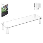 Worown Acrylic Riser Shelf, Single Tier Clear Display Stand, Clear Riser Display Shelf for Cupcake,Trophy, Perfume, Figures, Cosmetics, Jewelry, Collections and Party Desserts