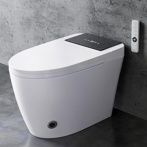 Modern Smart Toilet with Built-In Bidet, Electric Toilet, Auto Open/Close Lid, Heated Seat, Dual Auto Flush & Foot Sensor, Tankless, Warm Water Wash & Dryer, Wireless Remote, 1000g MaP