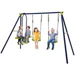 Costzon 440 lbs Swing Set for Backyard, 2-in-1 Heavy Duty Extra Large Metal Swing Frame w/2 Swings, Glider, Adjustable Hanging Ropes, Swing Stand All Weather Great Gift for Indoor Outdoor Kids