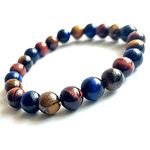 KITREE HEALING AND SEMI-PRECIOUS STONE CRYSTAL. BRACELET 8 MM ROUND FOR FENSHUI (Multi Tiger)