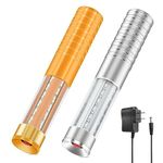 HTPOW 2PCS LED Strobe Baton Light Bright Rechargeable LED Light Club Signs for Bottle Service Reusable Nightclub Parties (Gold+Sliver)