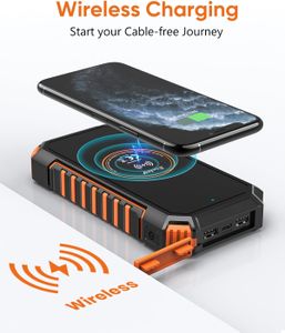 Hiluckey 26800mAh Wireless Solar Power Bank – USB-C Fast Charging Portable Charger