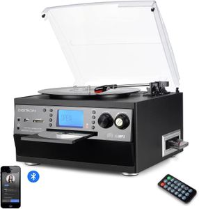 DIGITNOW Bluetooth Record Player – Vinyl Turntable with Built-In Speakers