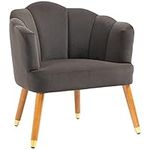 HOMCOM Modern Accent Chairs with Cushioned Seat, Upholstered Velvet Armchair for Bedroom, Living Room Chair with Arms and Wood Legs, Brown