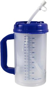Vakly Hospital Carafe Insulated Double-Walled Water Tracking Thermos – 32 oz capacity Hot and Cold Refillable Water Bottle – With Flexible Straw and Pouring/Sipping Spout (1)