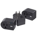 Cable Matters [cETL Listed] 3-Pack Non-Blocking 490 Joules Single Outlet Surge Protector Outlet, 1875W (Wall Surge Protector/Mini Surge Protector) in Black