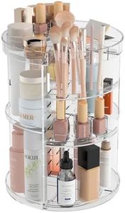 360 Rotating Makeup Organizer with Partition Slots, 8 Adjustable Layers Spinning Skincare Organizers, Large Capacity Makeup Desk Storage Shelf, Revolving Cosmetic Rack for Vanity Bathroom Countertop