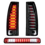 Tail Light + 3rd Third Brake Cargo Lamp for Chevy & GMC C1500 K1500 1988-1999, Chevy & GMC C2500 C3500 K2500 K3500 1988-2000, Chevy Blazer 1992-1994, Silverado 1994-1998 Rear LED Taillight Assembly