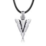 MANBU Sterling Silver Urn Necklace for Men: Arrowhead Memorial Pendant Cremation Ash Jewelry Bereavement Keepsakes Gift for Loss of a Loved One, Sterling Silver, No Gemstone