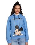 Amazon Brand - Symbol Women's Official Disney Cotton Blend Hooded Regular Sweatshirt SS23-D-SYM-WSWT-201_LT Blue_M