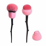 Coshine Pro Enchanted Rose Flower Makeup Brushes, For foundation, 2 pcs Pink Foundation and Powder Makeup Brush Set