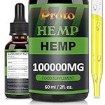 ProtoHemp Premium Natural Oil 100000MG, High Strength Oil for Joint, Stress & Sleep, Add Fatty Acid-Omega 3-6-9, Vitamin C-E, 60ML