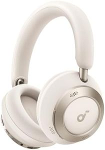 Soundcore Space One Pro by Anker, Adaptive Active Noise Cancelling Headphones Driven by 6 Mics, Super Foldable Design, 60H Lossless Audio, Ultra-Fast Charging, Hi-Res Wireless Audio (White)