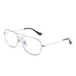 JM Aviator Blue Light Blocking Computer Glasses for Men Women, Square Metal Frame Eyeglasses Anti Glare (Silver Frame Black Temple Tips)