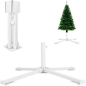 GKanMore Artificial Christmas Tree Base Stand 4-Tripods Foldable Metal Base Stand Holder for Artificial Xmas Tree, White