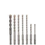 BOSCH 7 Piece Carbide-Tipped SDS-Plus Rotary Hammer Drill Bit Set with Storage Case HCK001, Gray