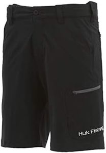 Huk Men's Standard Next Level Quick-Drying Performance Fishing Shorts, Black-10.5", X-Large