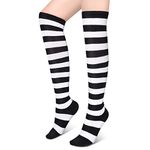 Blulu Striped Over Knee Thigh High Socks for Women Girls Ladies Costume Halloween Party Supplies Striped Tights Stockings