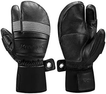 KUTOOK Ski Mittens Three Fingers Thermal 3M Thinsulate Waterproof Snowboard Gloves Winter for Cold Weather Snowmobile Black02 XX-Large
