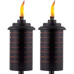 TIKI Brand Easy Install 65 Inch Tiki Torch, Outdoor Decorative Lighting for Lawn Patio Backyard, Metal Black and Orange, 2 - Pack, 1120130