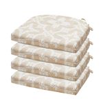 LOVTEX Outdoor Chair Cushions 17"x16"x2" Pack of 4, Patio Cushions for Outdoor Furniture, Water Resistant Round Corner Seat Cushions, Beige Floral