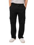 The Souled Store Track Pant for Men Lower Joggers TSS Originals: Black Beast Men and Boys Regular fit Solid 100% Cotton Black Color Men Cargo Joggers S