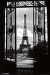 Eiffel Tower Through The Gates Paris France Romantic Landmark 1909 Photograph Photo Cool Wall Decor Art Print Poster 12x18