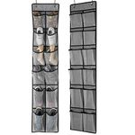 KEEPJOY Over The Door Shoe Organizer 2 Pack,Mesh Pockets Hanging Shoe Rack Over The Door,Shoe Storage Closet with 4 Hooks,Washable and Breathable Fabic,Large Size 57.5×12.6inch(Grey)