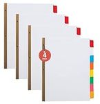 1InTheOffice Binder Dividers with Tabs, Three Ring Binder Dividers with Tabs, 8 Tab Dividers, Big Tab Write-On Paper Dividers, Multicolor, 4/Pack